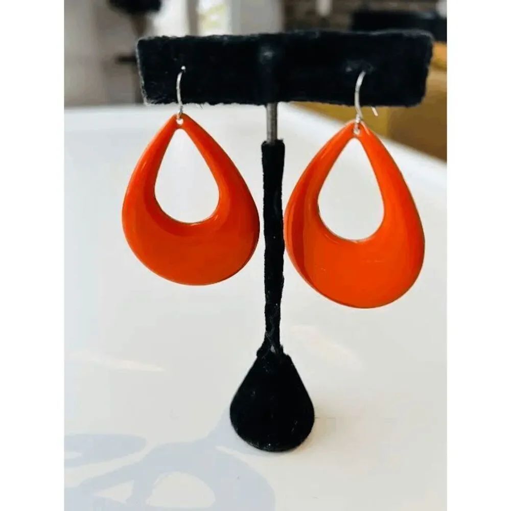 70's Style Orange Sexy Mod, Fun Earrings